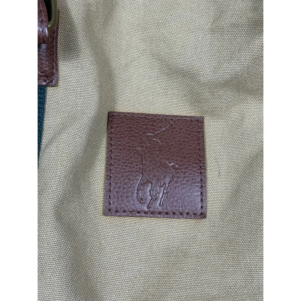Ralph Lauren Polo Duffle Bag Brown Patch Double Handles & Adjustable Strap - Picture 7 of 8